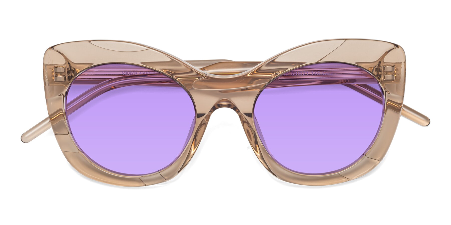 Folded Front of 1547 in Caramel with Medium Purple Tinted Lenses