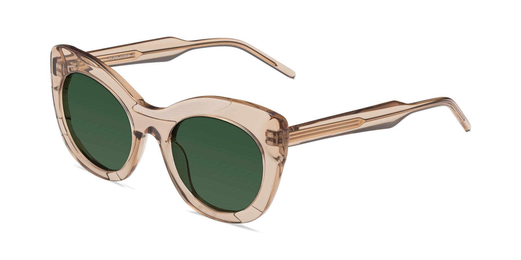 Angle of 1547 in Caramel with Green Tinted Lenses