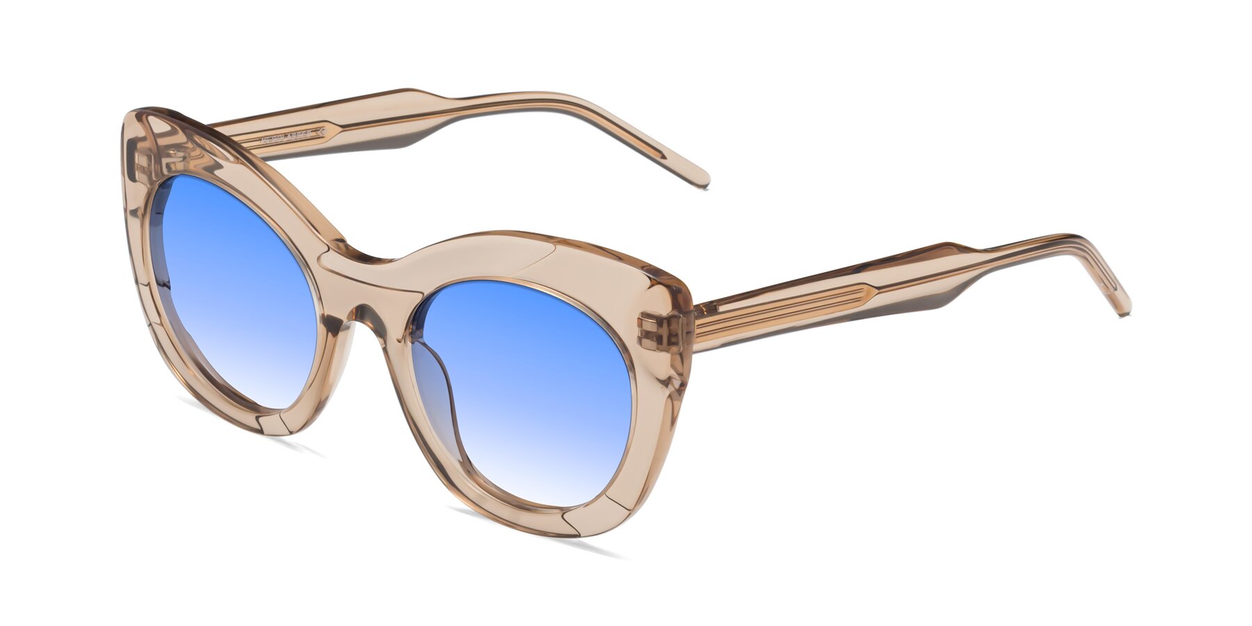 Angle of 1547 in Caramel with Blue Gradient Lenses