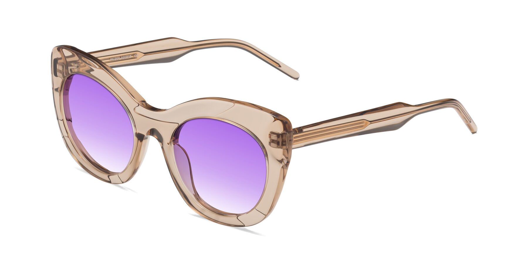 Angle of 1547 in Caramel with Purple Gradient Lenses