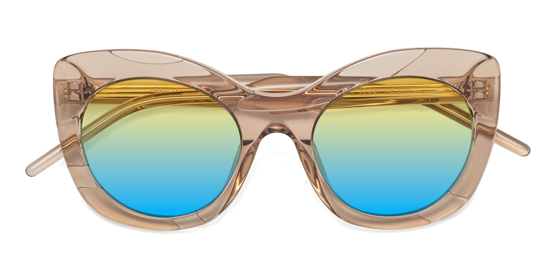 Folded Front of 1547 in Caramel with Yellow / Blue Gradient Lenses