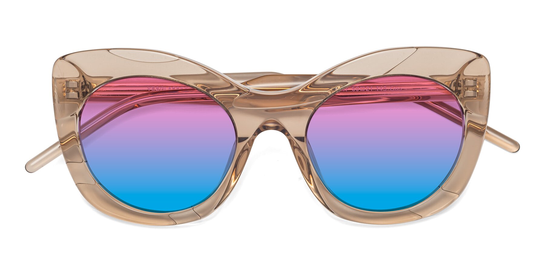Folded Front of 1547 in Caramel with Pink / Blue Gradient Lenses