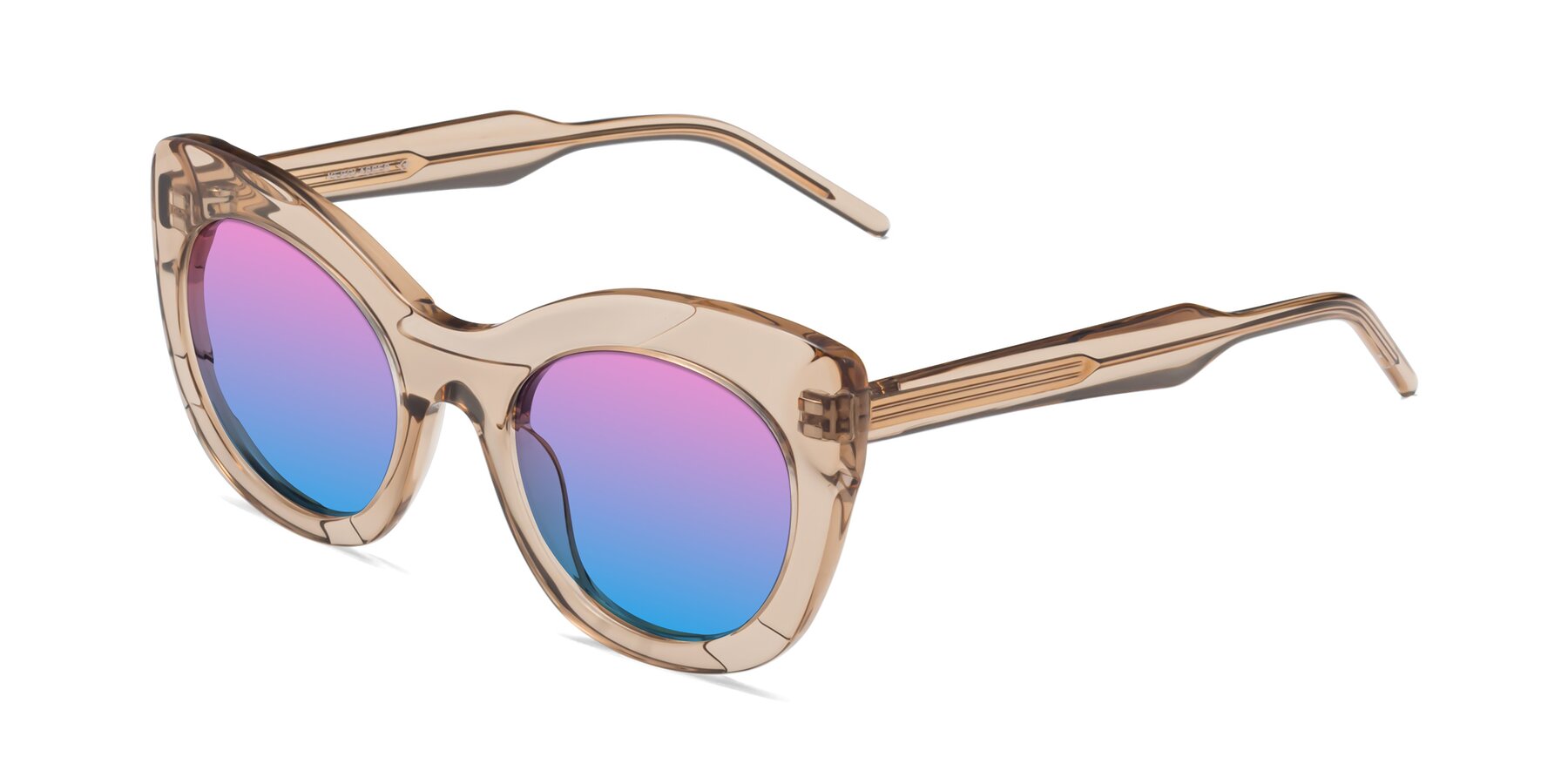 Angle of 1547 in Caramel with Pink / Blue Gradient Lenses