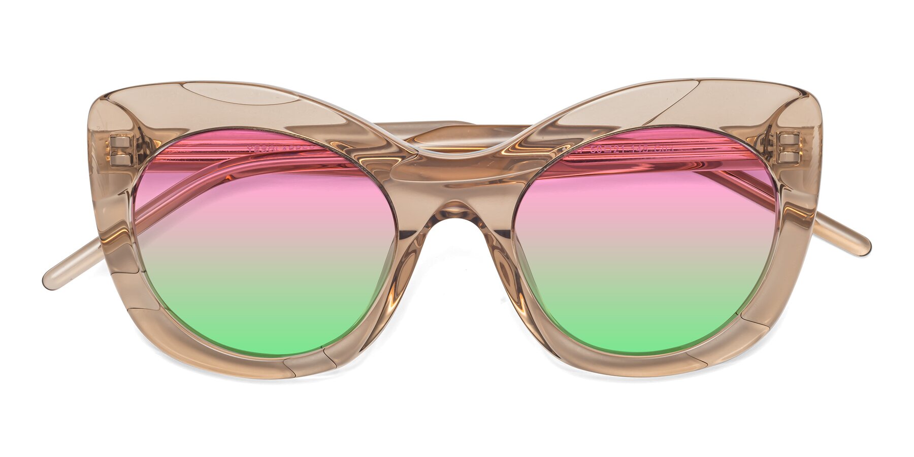Folded Front of 1547 in Caramel with Pink / Green Gradient Lenses