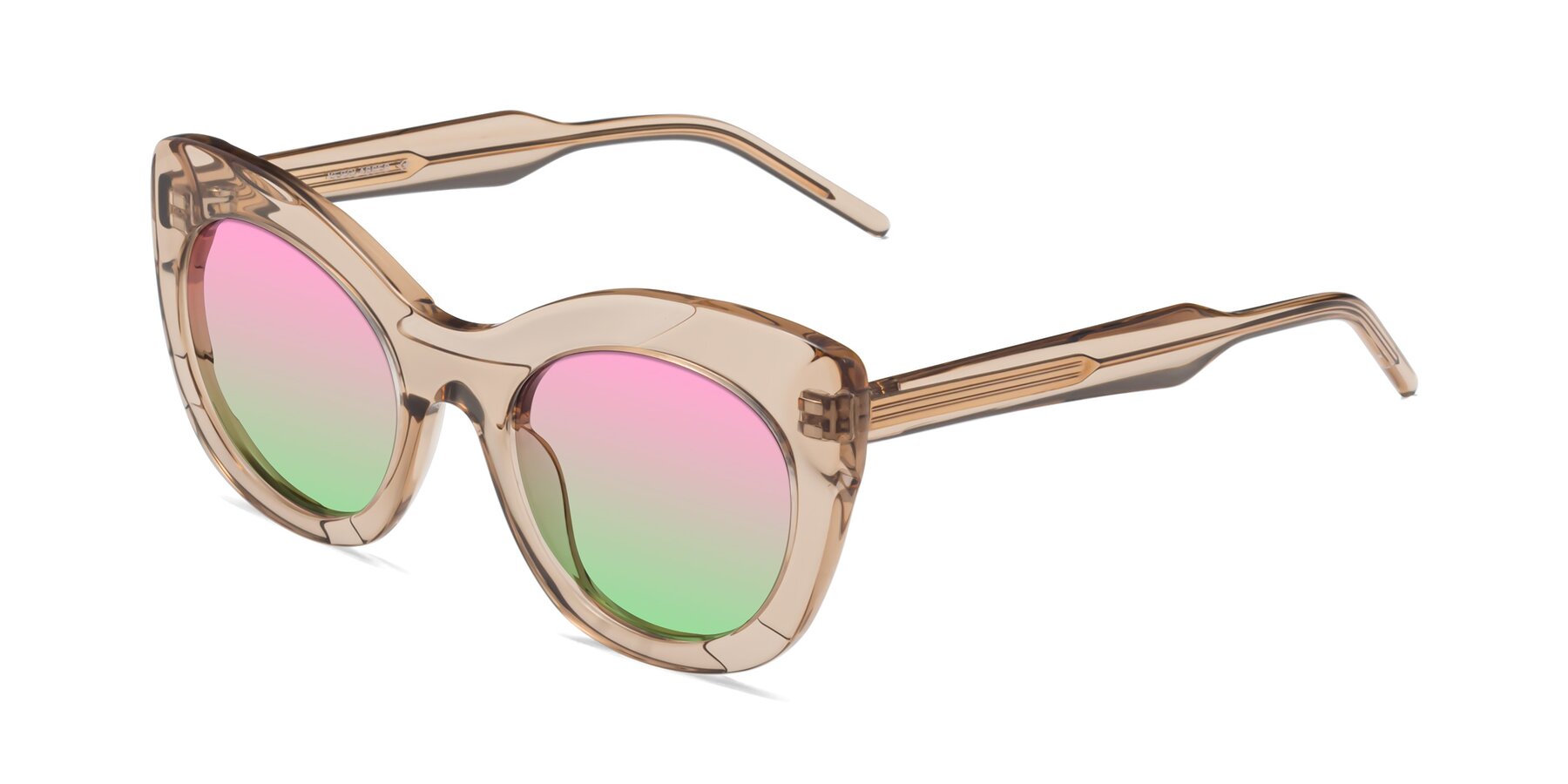 Angle of 1547 in Caramel with Pink / Green Gradient Lenses
