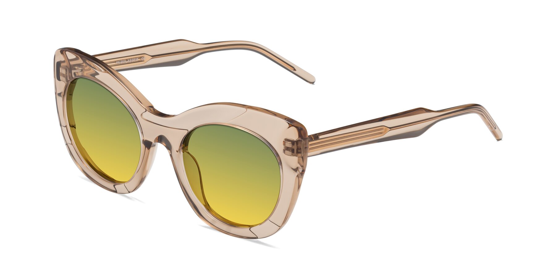 Angle of 1547 in Caramel with Green / Yellow Gradient Lenses