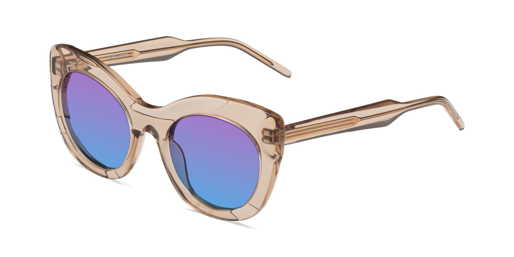 Angle of 1547 in Caramel with Purple / Blue Gradient Lenses
