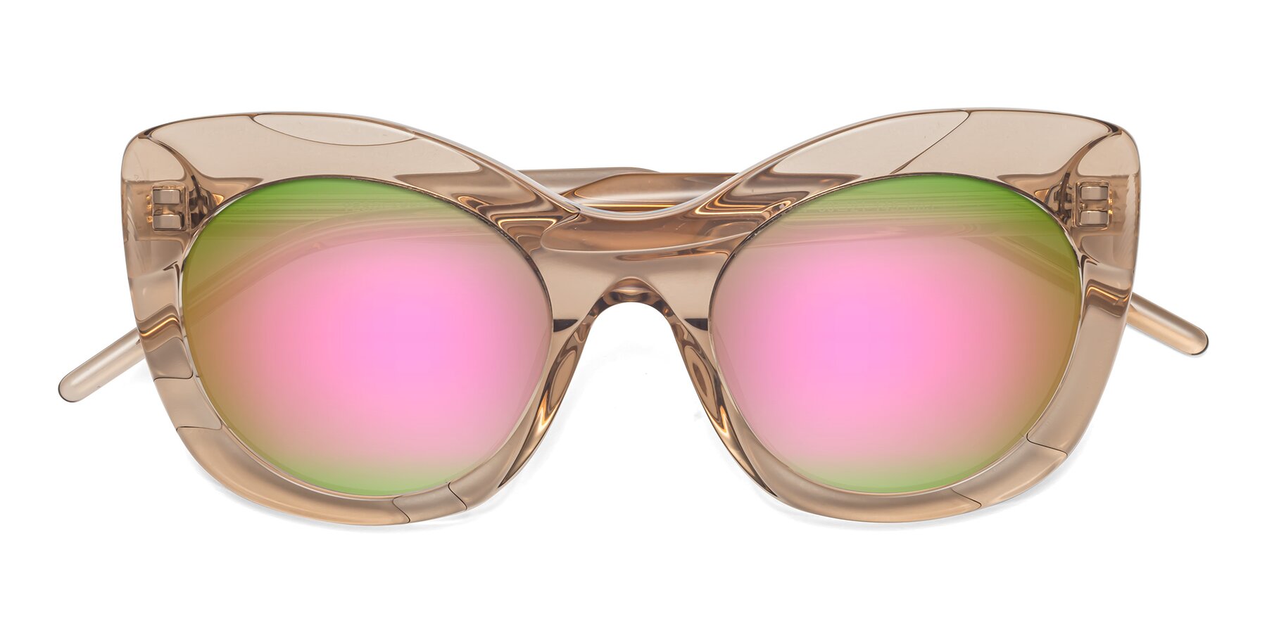 Folded Front of 1547 in Caramel with Pink Mirrored Lenses