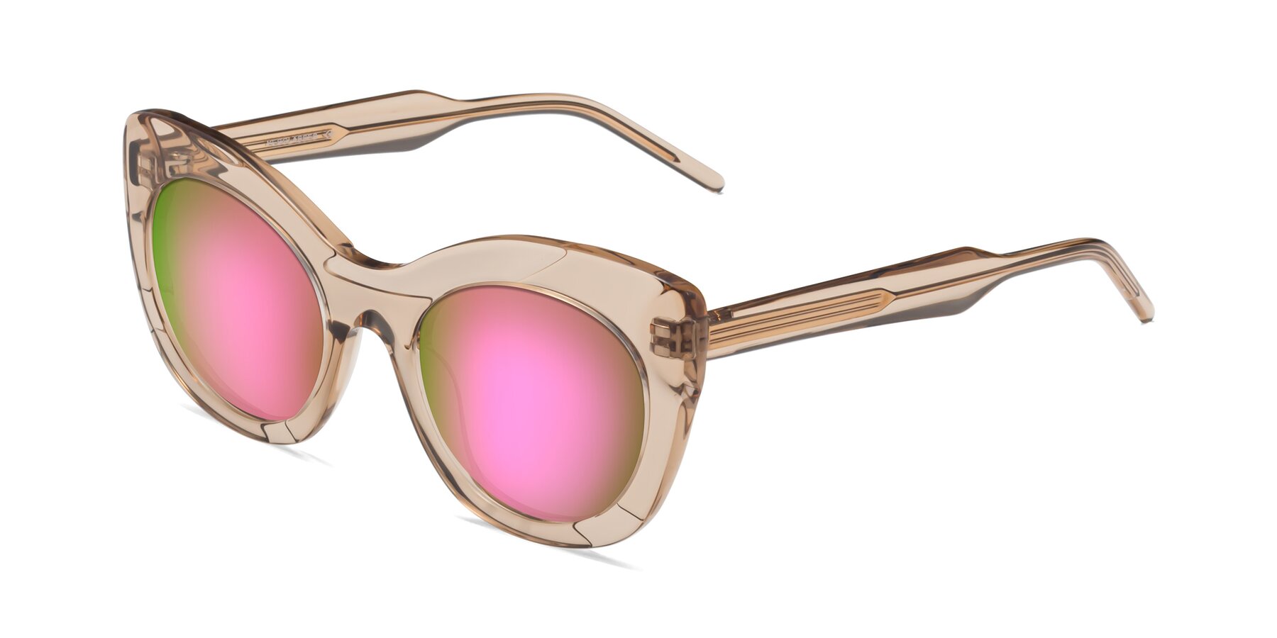 Angle of 1547 in Caramel with Pink Mirrored Lenses