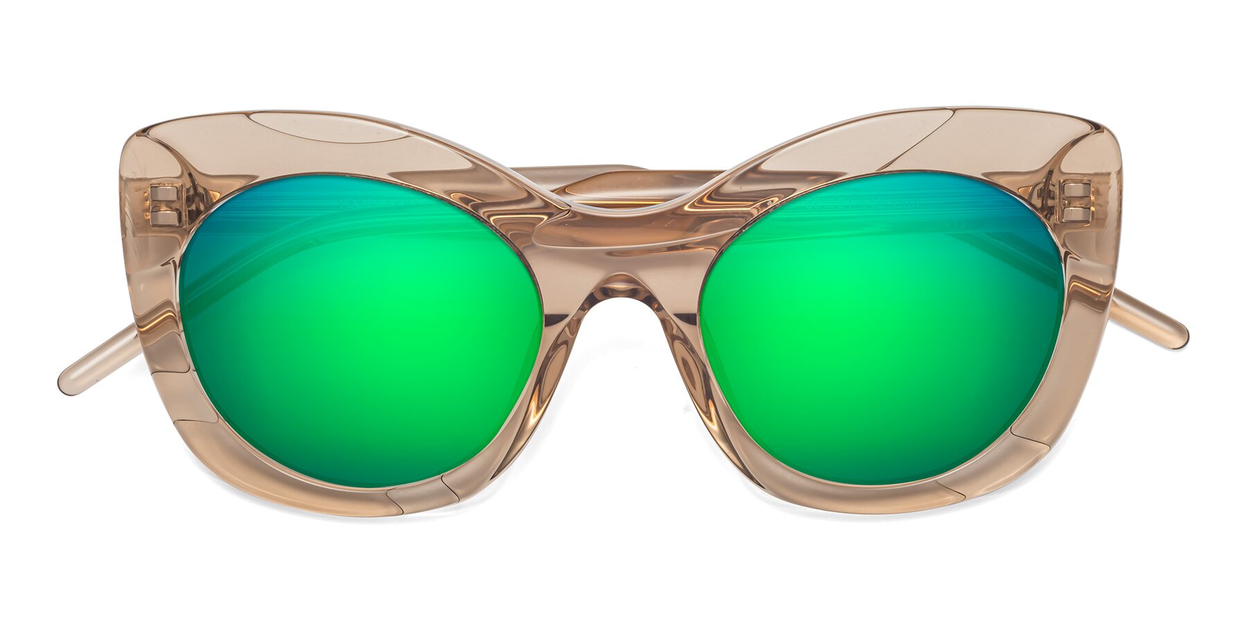 Folded Front of 1547 in Caramel with Green Mirrored Lenses