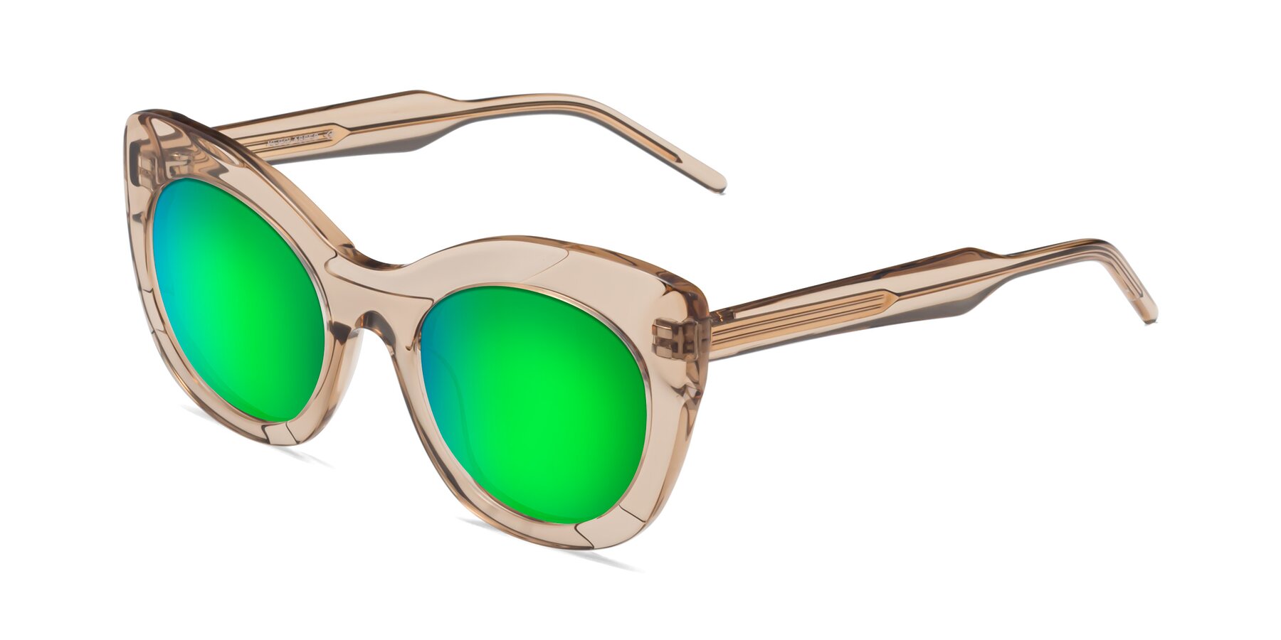 Angle of 1547 in Caramel with Green Mirrored Lenses