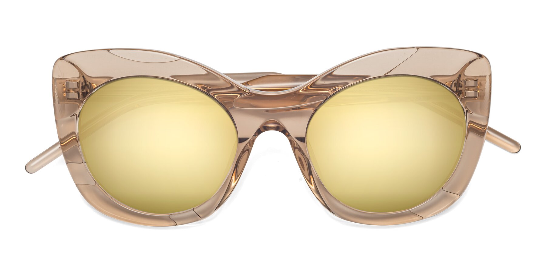 Folded Front of 1547 in Caramel with Gold Mirrored Lenses