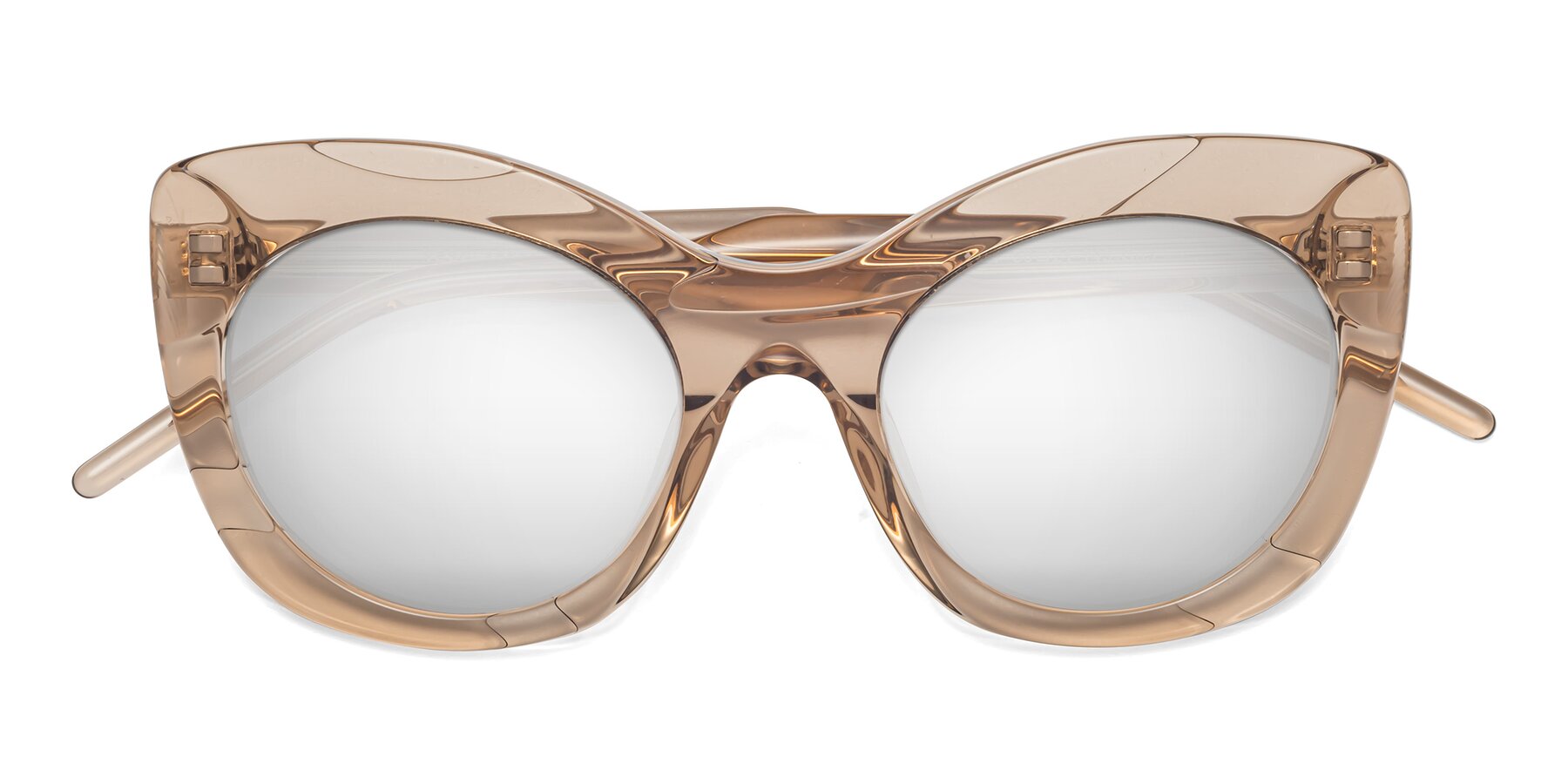 Folded Front of 1547 in Caramel with Silver Mirrored Lenses