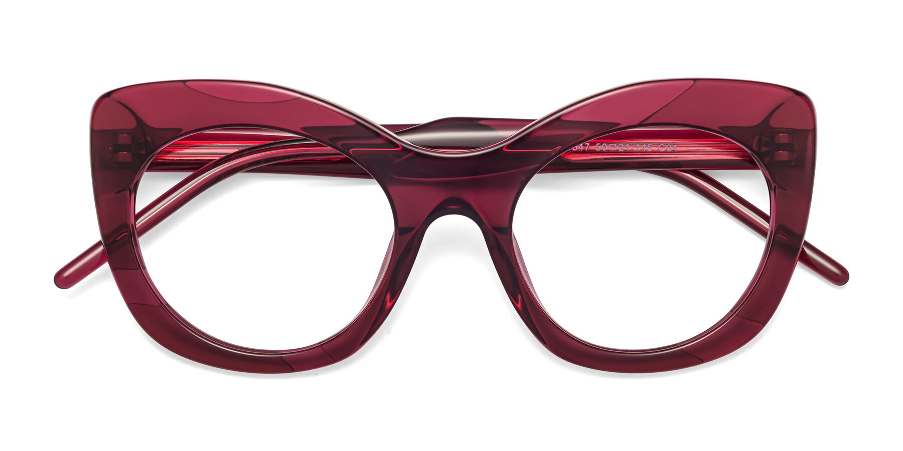 Folded Front of 1547 in Wine with Clear Blue Light Blocking Lenses
