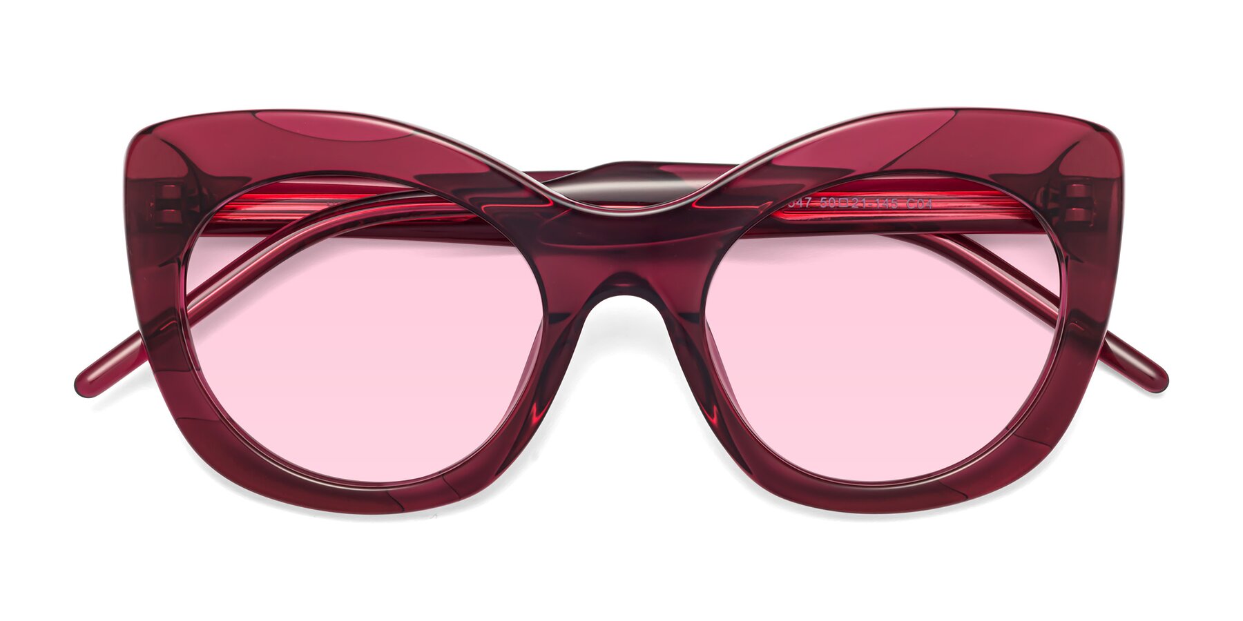 Folded Front of 1547 in Wine with Light Pink Tinted Lenses