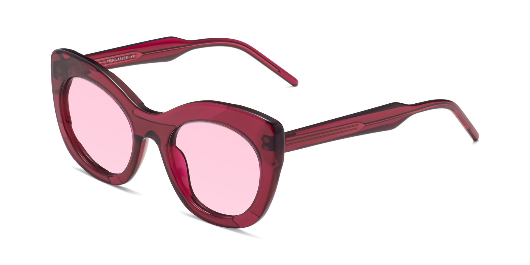 Angle of 1547 in Wine with Light Pink Tinted Lenses