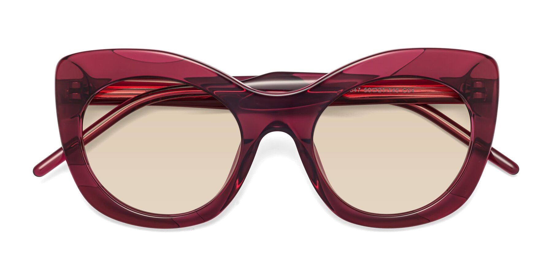 Folded Front of 1547 in Wine with Light Brown Tinted Lenses
