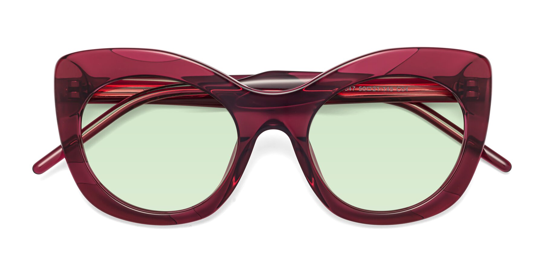 Folded Front of 1547 in Wine with Light Green Tinted Lenses