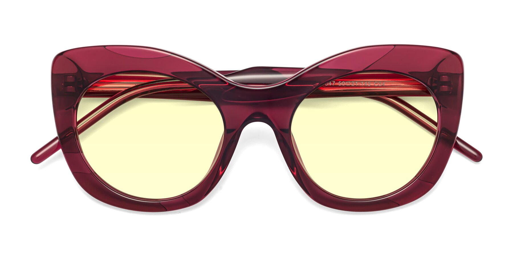 Folded Front of 1547 in Wine with Light Yellow Tinted Lenses