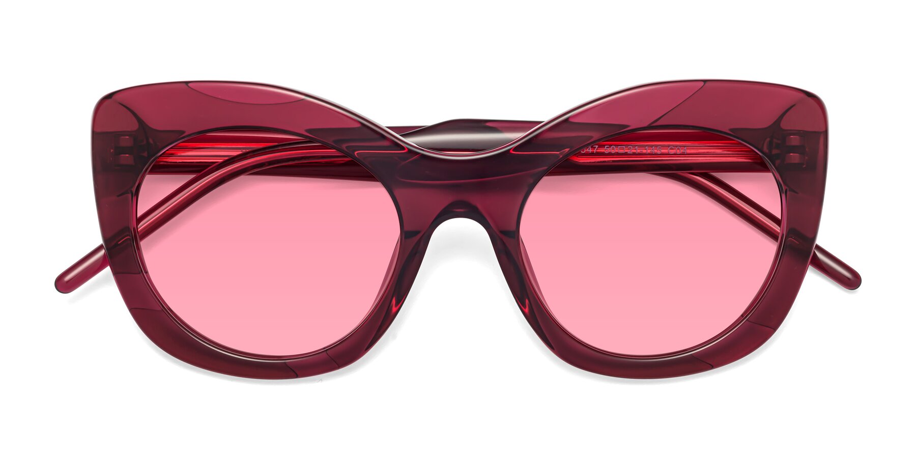 Folded Front of 1547 in Wine with Pink Tinted Lenses