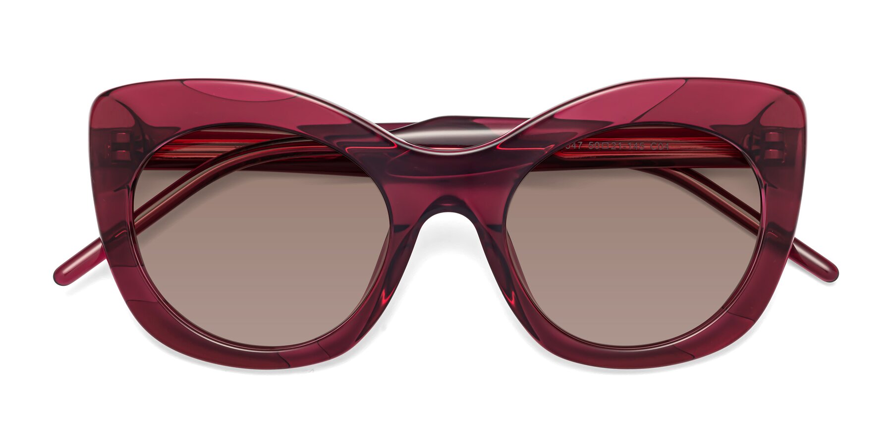 Folded Front of 1547 in Wine with Medium Brown Tinted Lenses