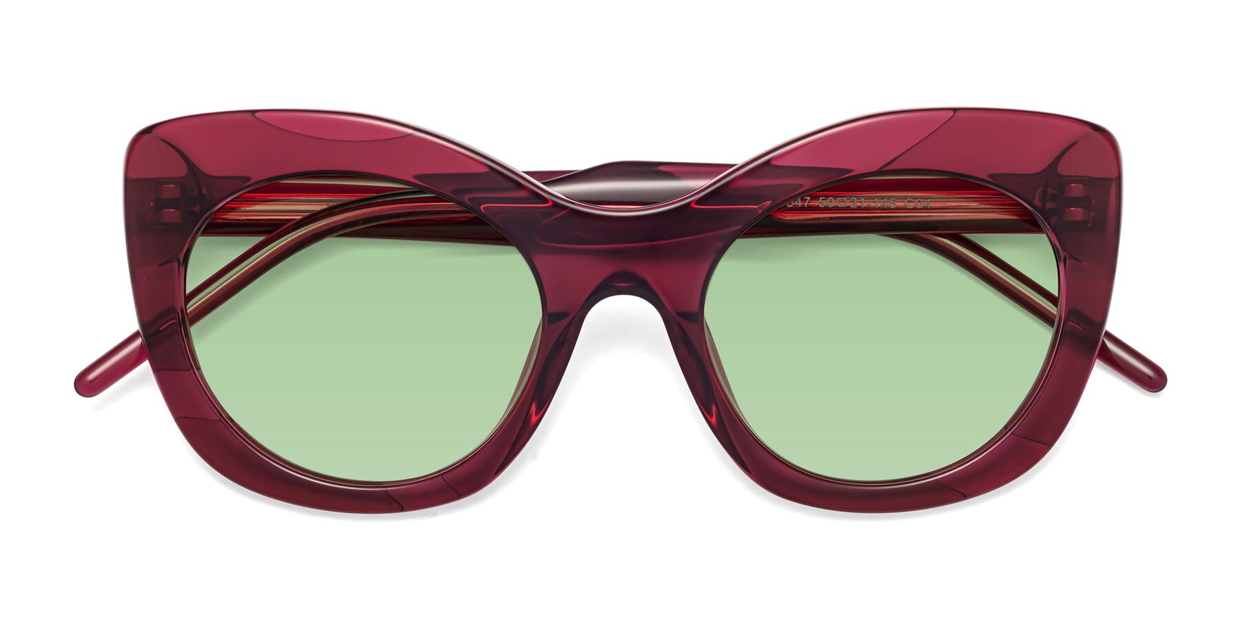 Folded Front of 1547 in Wine with Medium Green Tinted Lenses