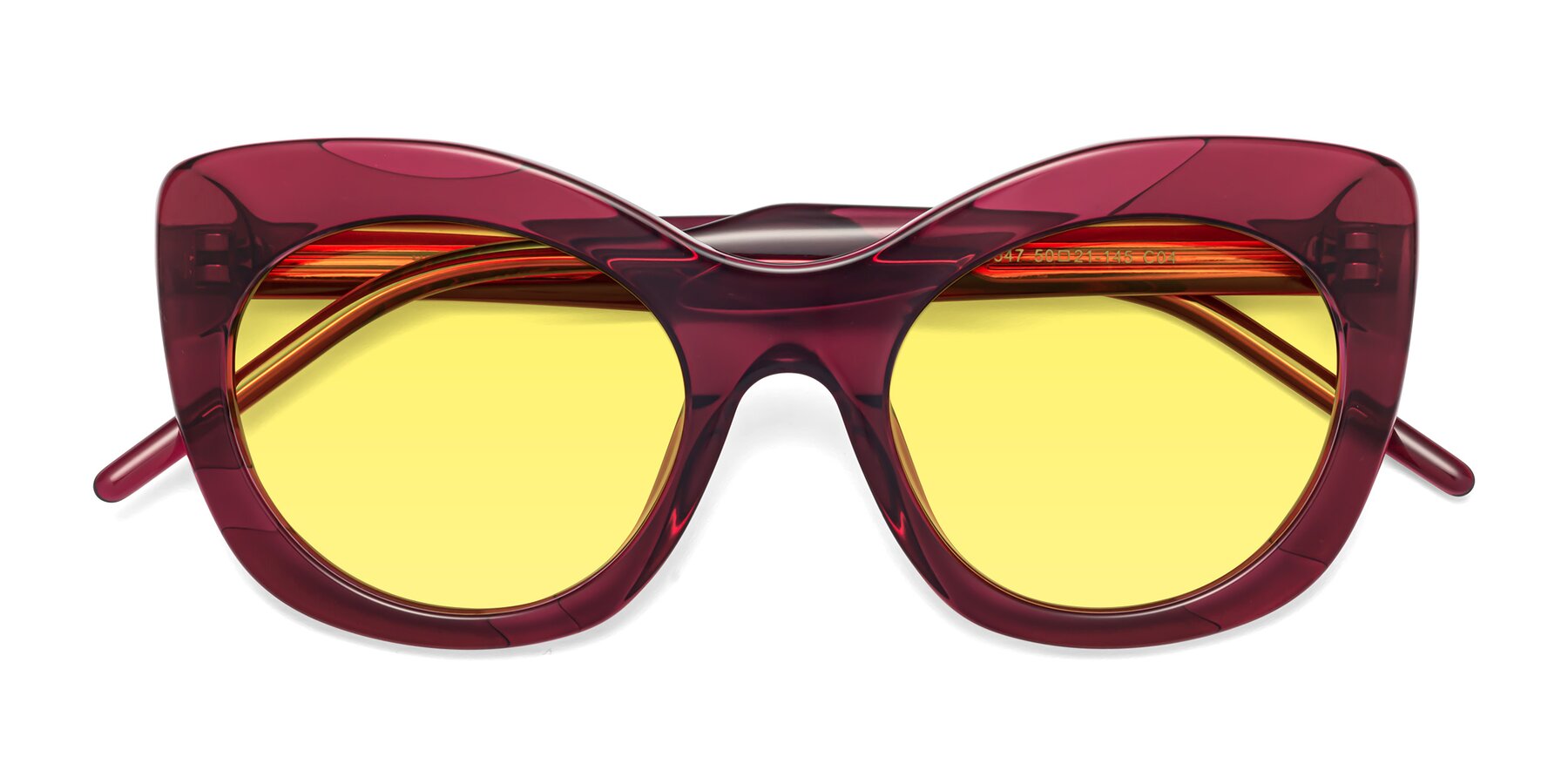 Folded Front of 1547 in Wine with Medium Yellow Tinted Lenses