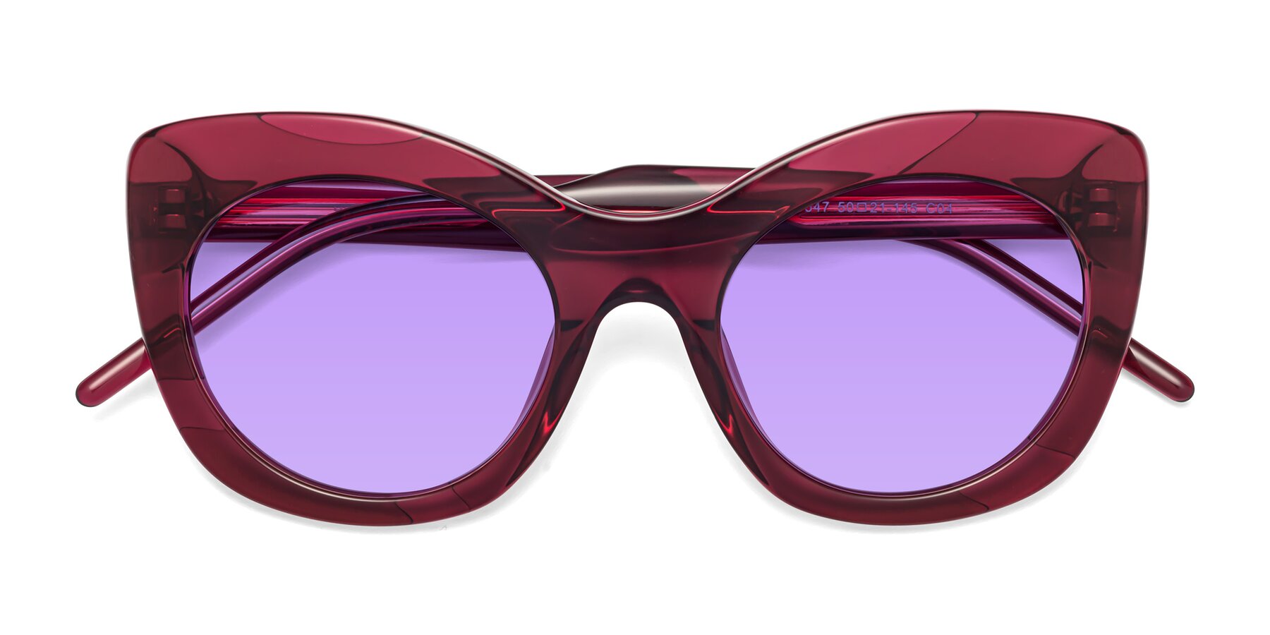 Folded Front of 1547 in Wine with Medium Purple Tinted Lenses