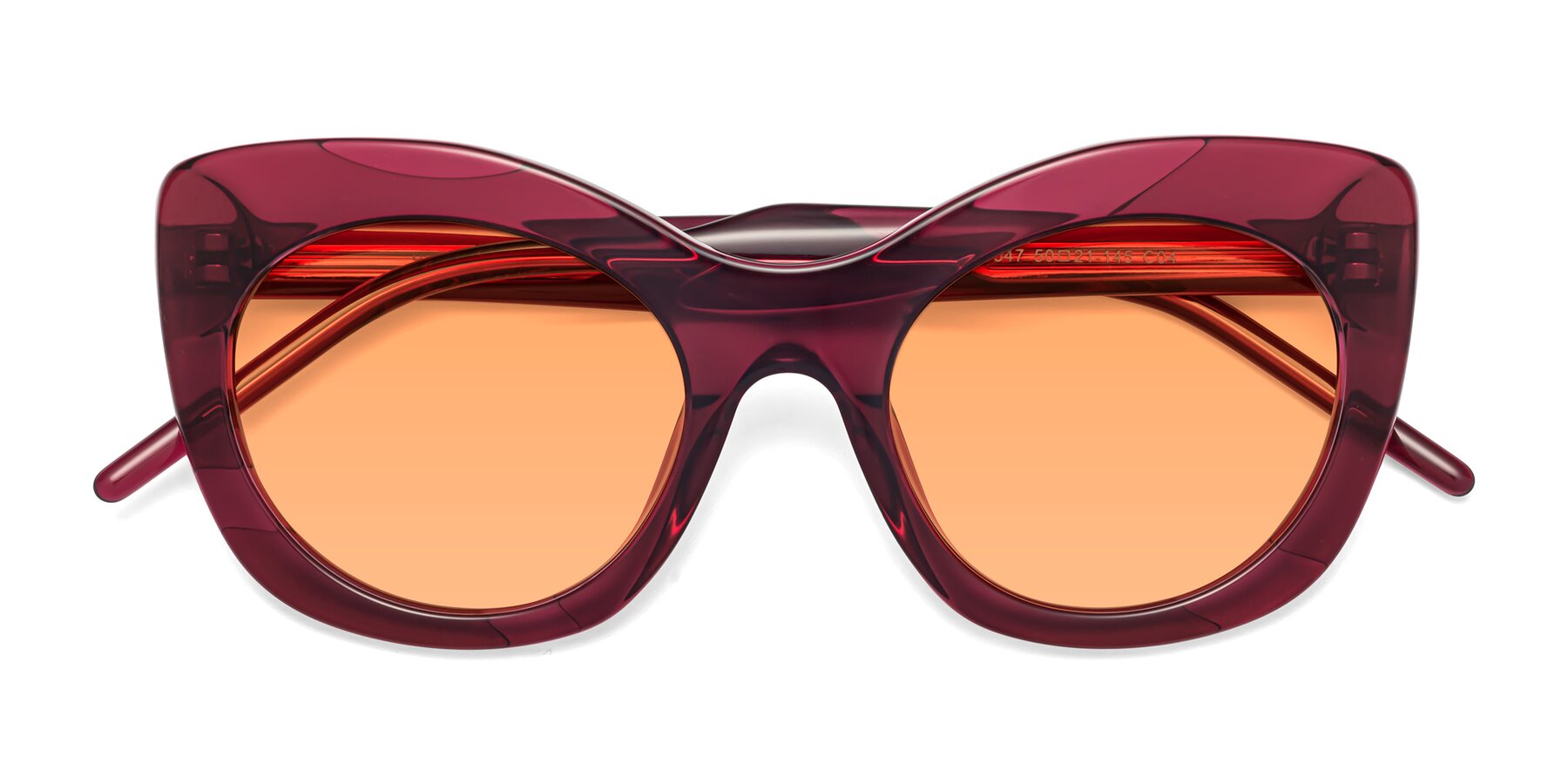 Folded Front of 1547 in Wine with Medium Orange Tinted Lenses