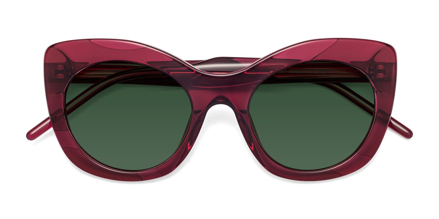 Folded Front of 1547 in Wine with Green Tinted Lenses