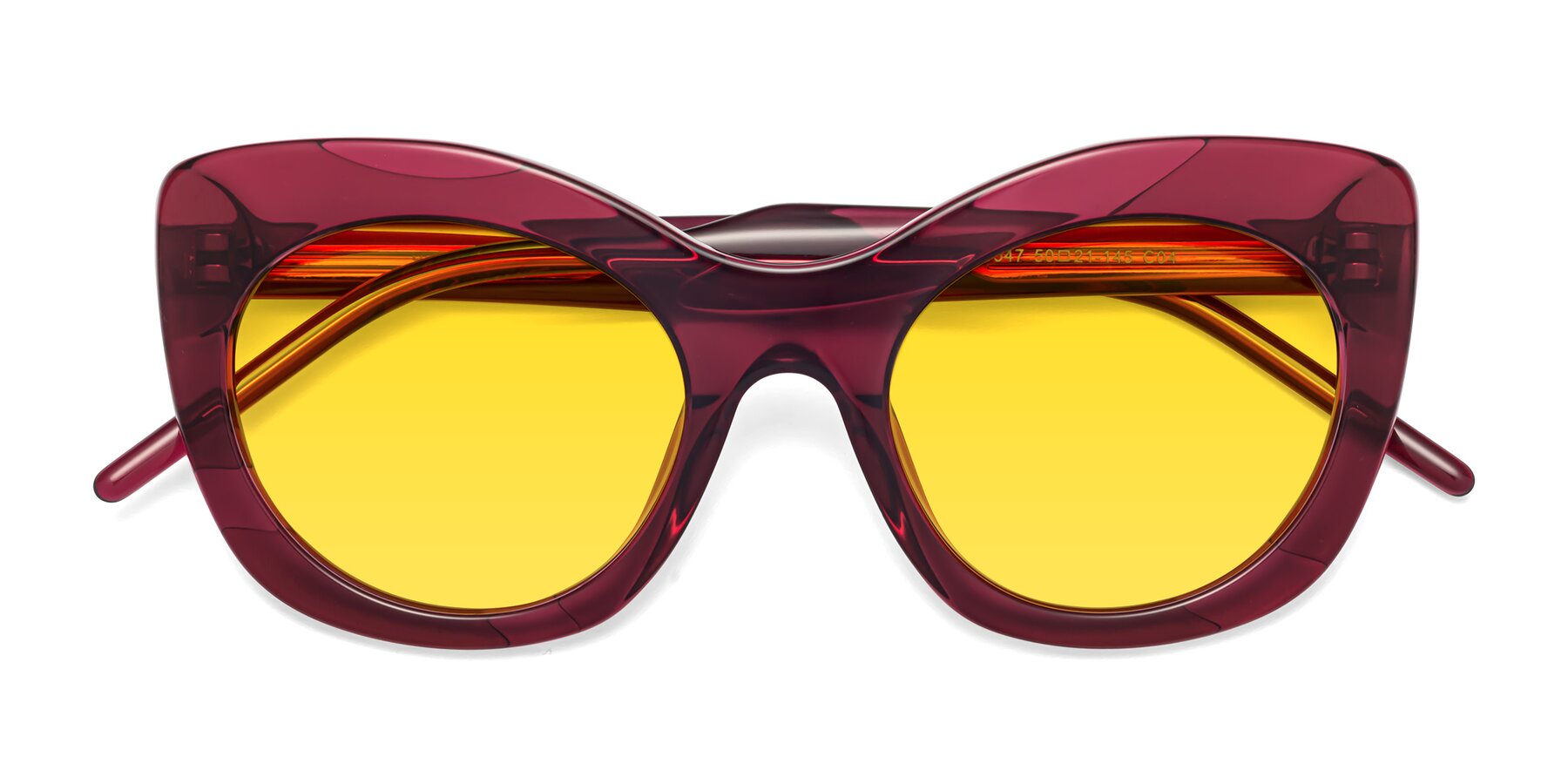 Folded Front of 1547 in Wine with Yellow Tinted Lenses