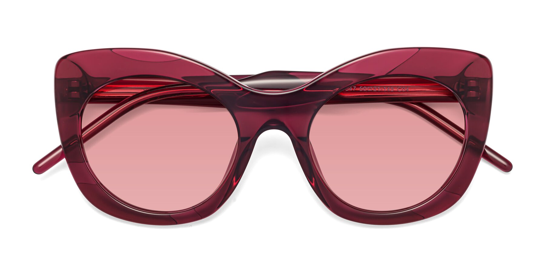 Folded Front of 1547 in Wine with Medium Garnet Tinted Lenses