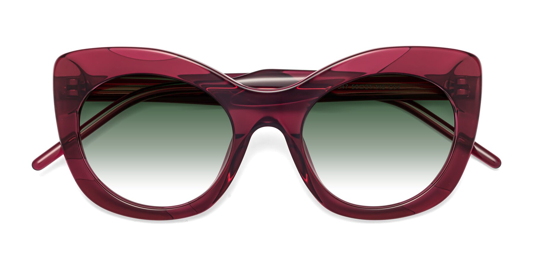 Folded Front of 1547 in Wine with Green Gradient Lenses