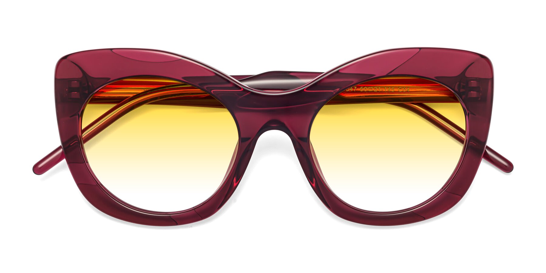 Folded Front of 1547 in Wine with Yellow Gradient Lenses