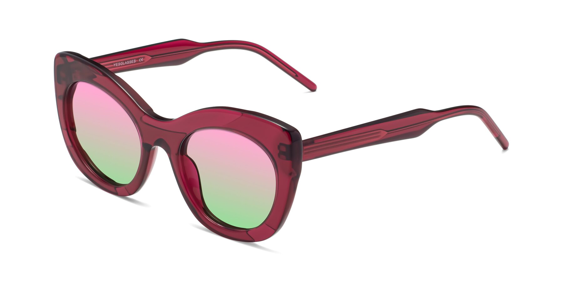 Angle of 1547 in Wine with Pink / Green Gradient Lenses