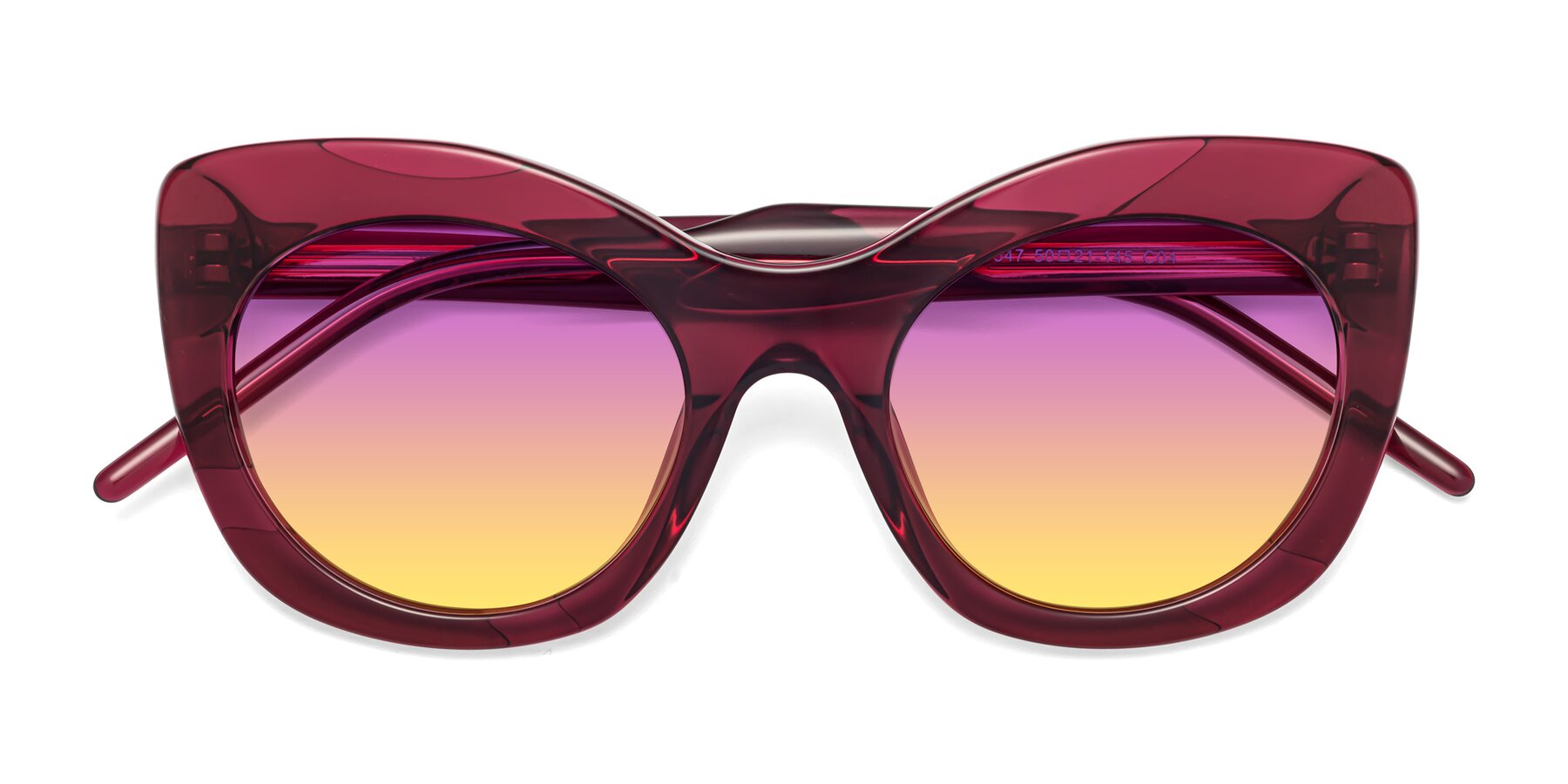 Folded Front of 1547 in Wine with Purple / Yellow Gradient Lenses