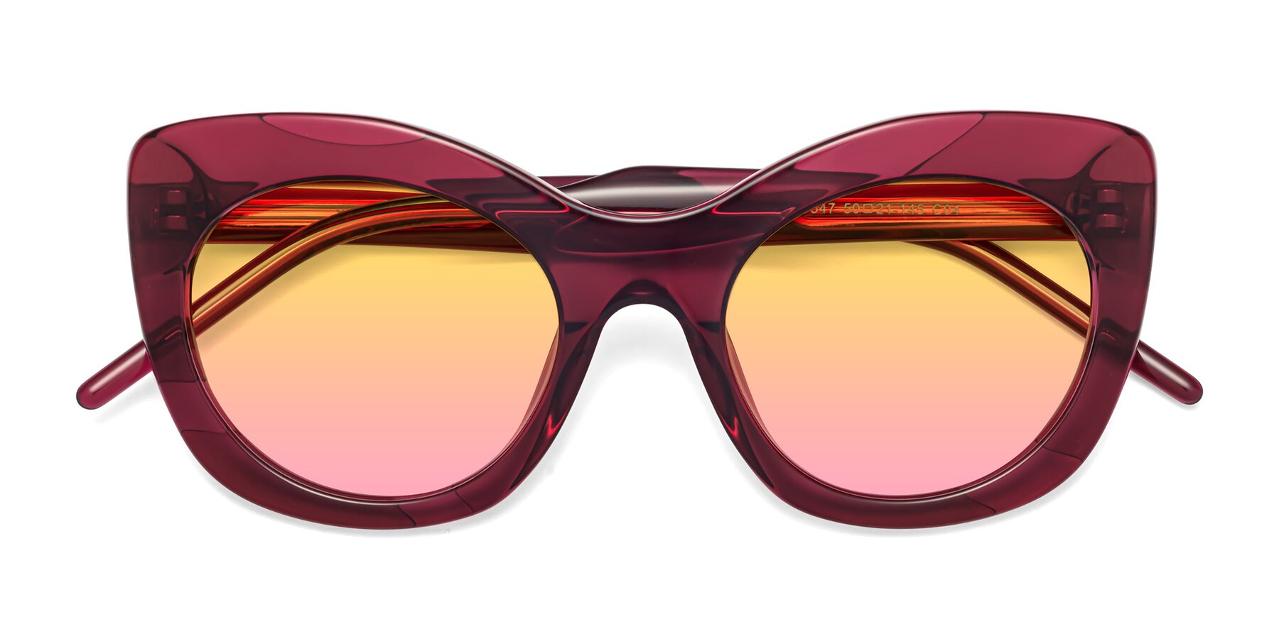 Folded Front of 1547 in Wine with Yellow / Pink Gradient Lenses