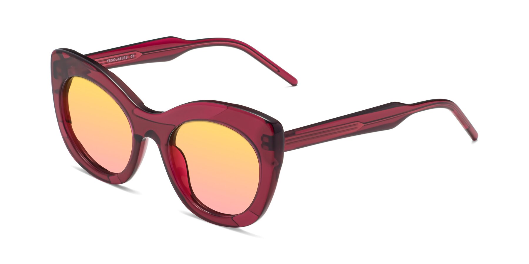 Angle of 1547 in Wine with Yellow / Pink Gradient Lenses