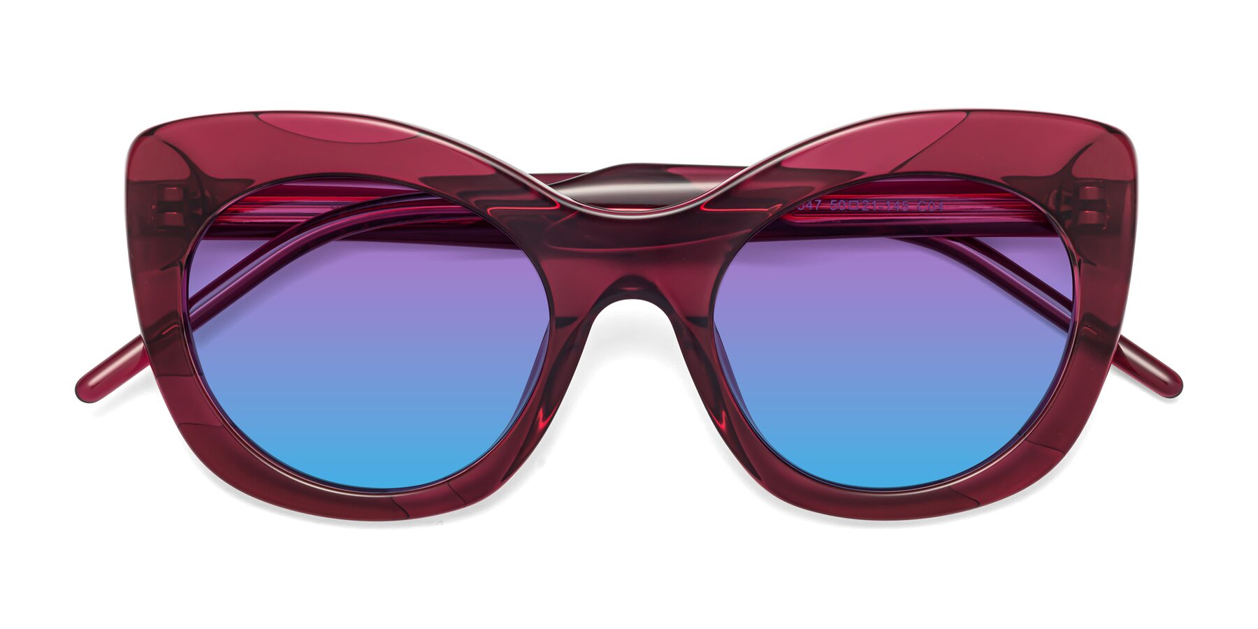 Folded Front of 1547 in Wine with Purple / Blue Gradient Lenses