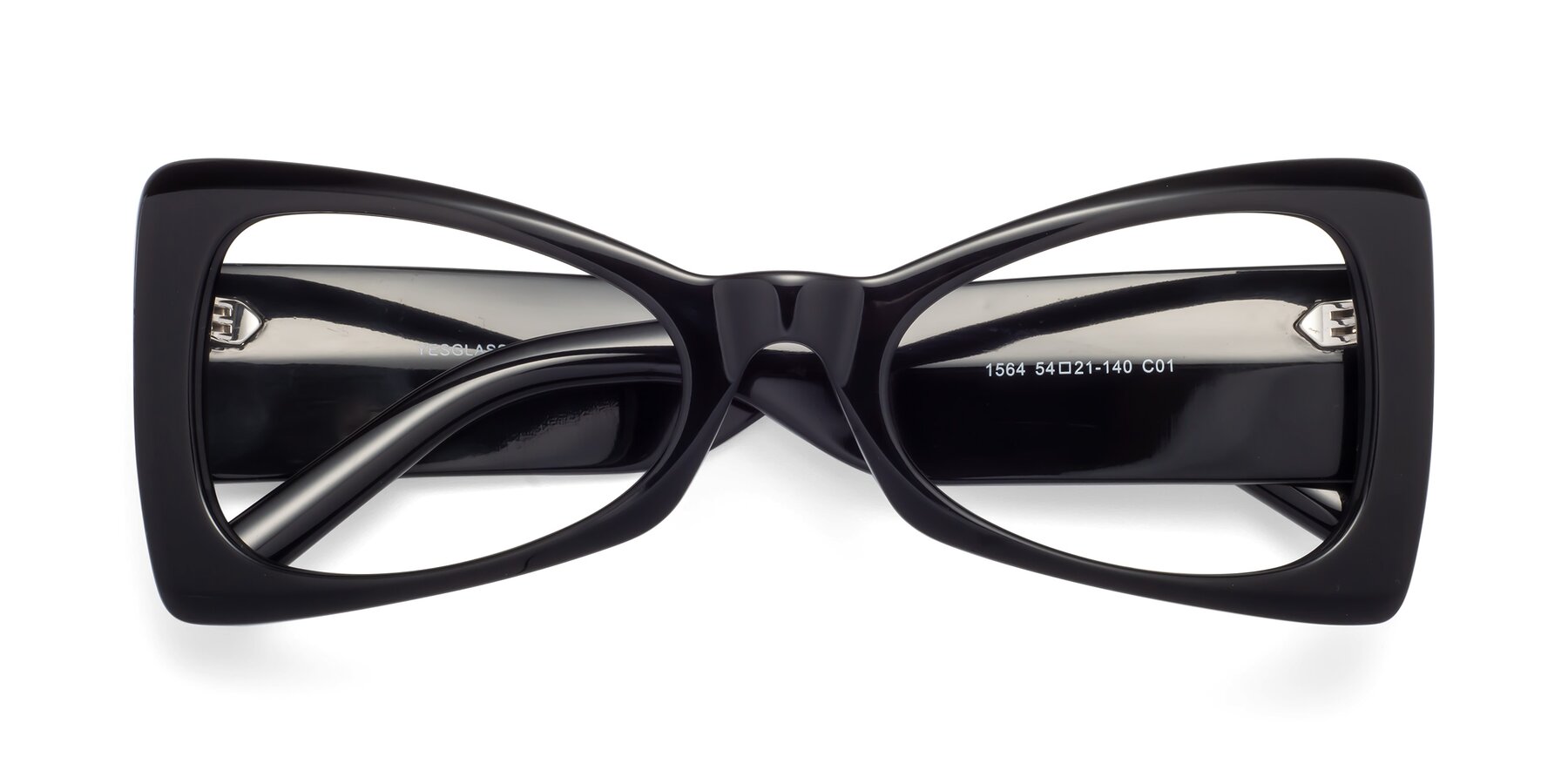 Folded Front of 1564 in Black with Clear Blue Light Blocking Lenses