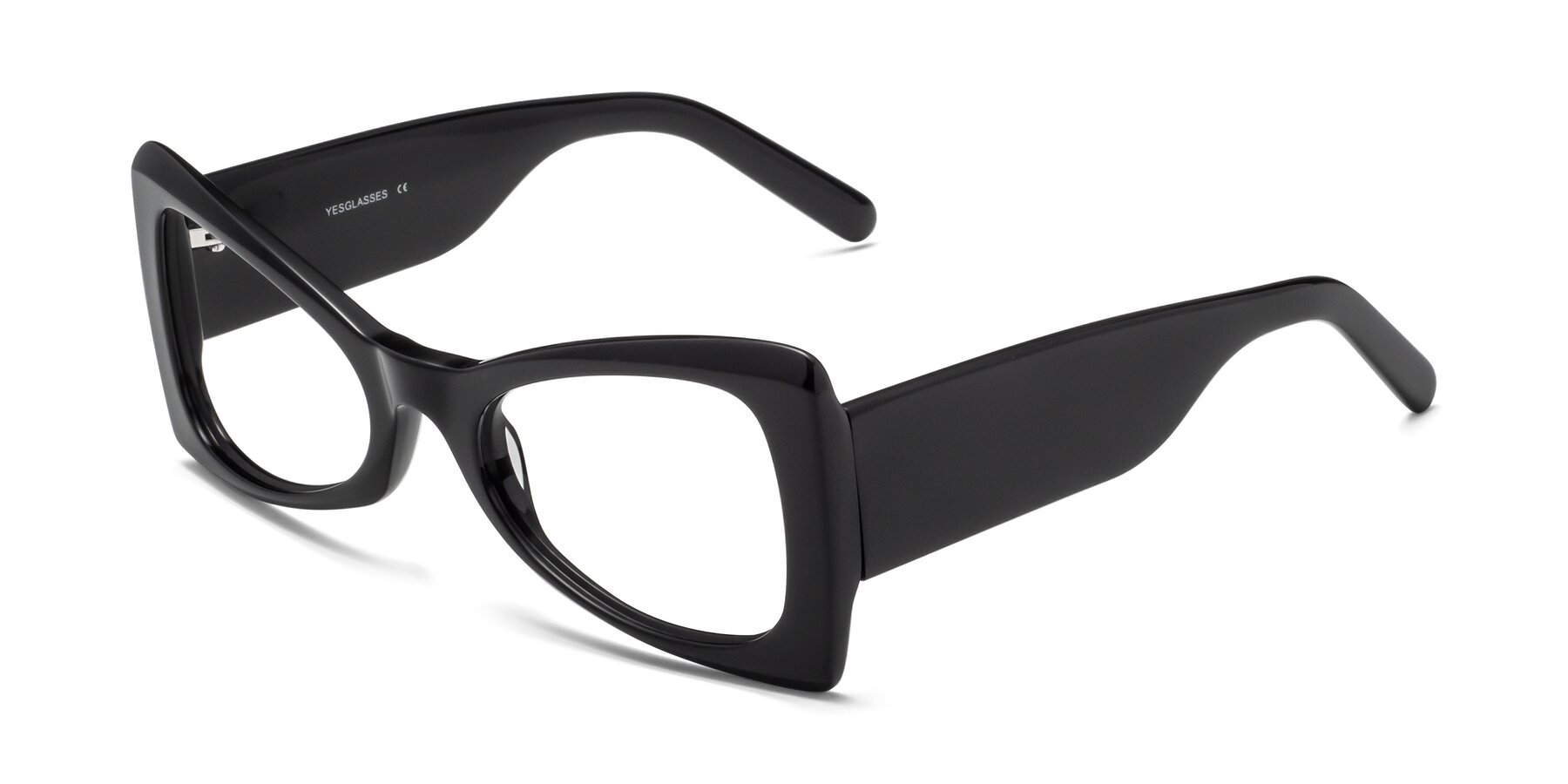 Angle of 1564 in Black with Clear Blue Light Blocking Lenses