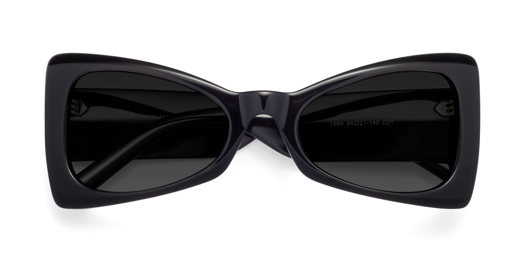 Folded Front of 1564 in Black with Gray Polarized TAC Lenses