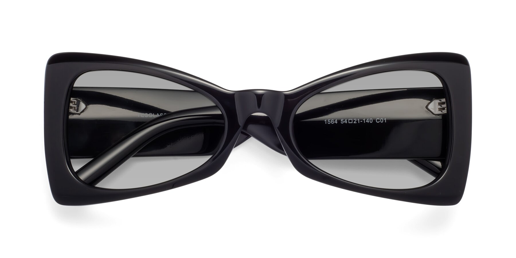 Folded Front of 1564 in Black with Light Gray Tinted Lenses