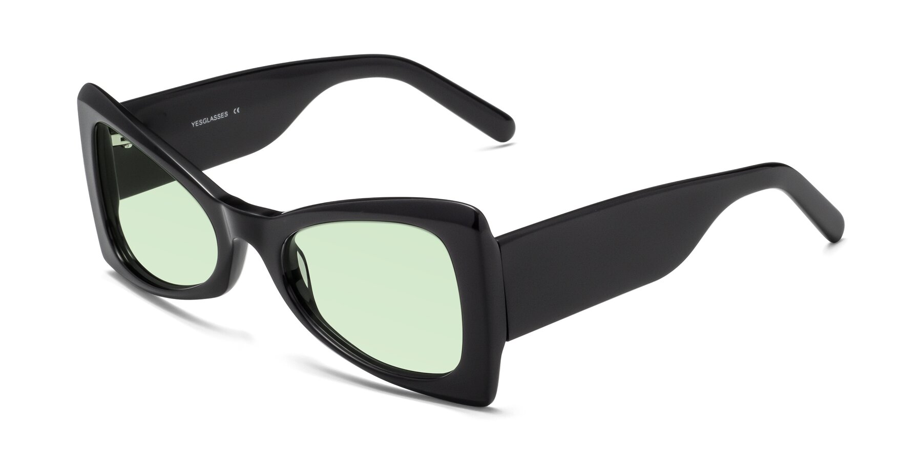 Angle of 1564 in Black with Light Green Tinted Lenses