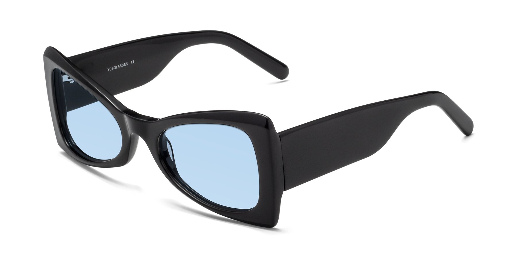 Angle of 1564 in Black with Light Blue Tinted Lenses