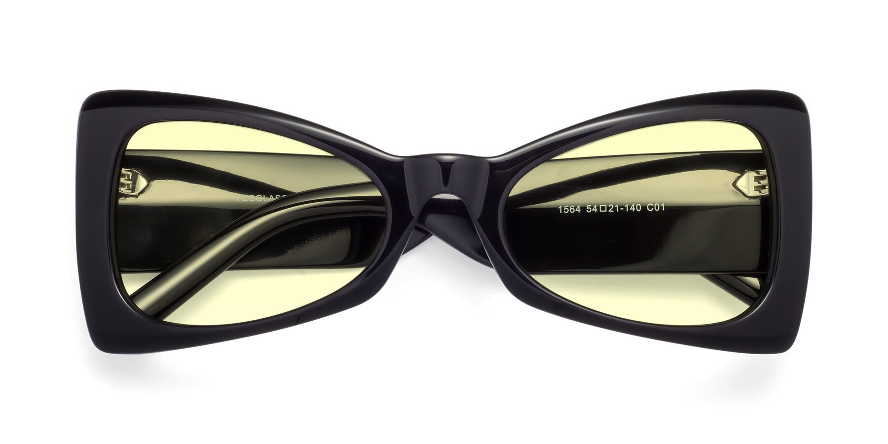 Folded Front of 1564 in Black with Light Yellow Tinted Lenses