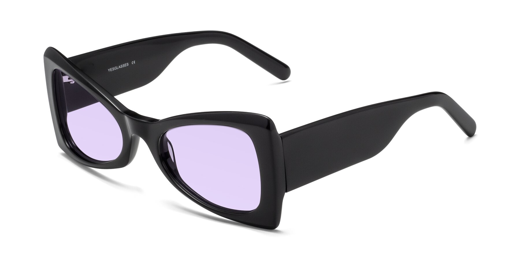 Angle of 1564 in Black with Light Purple Tinted Lenses