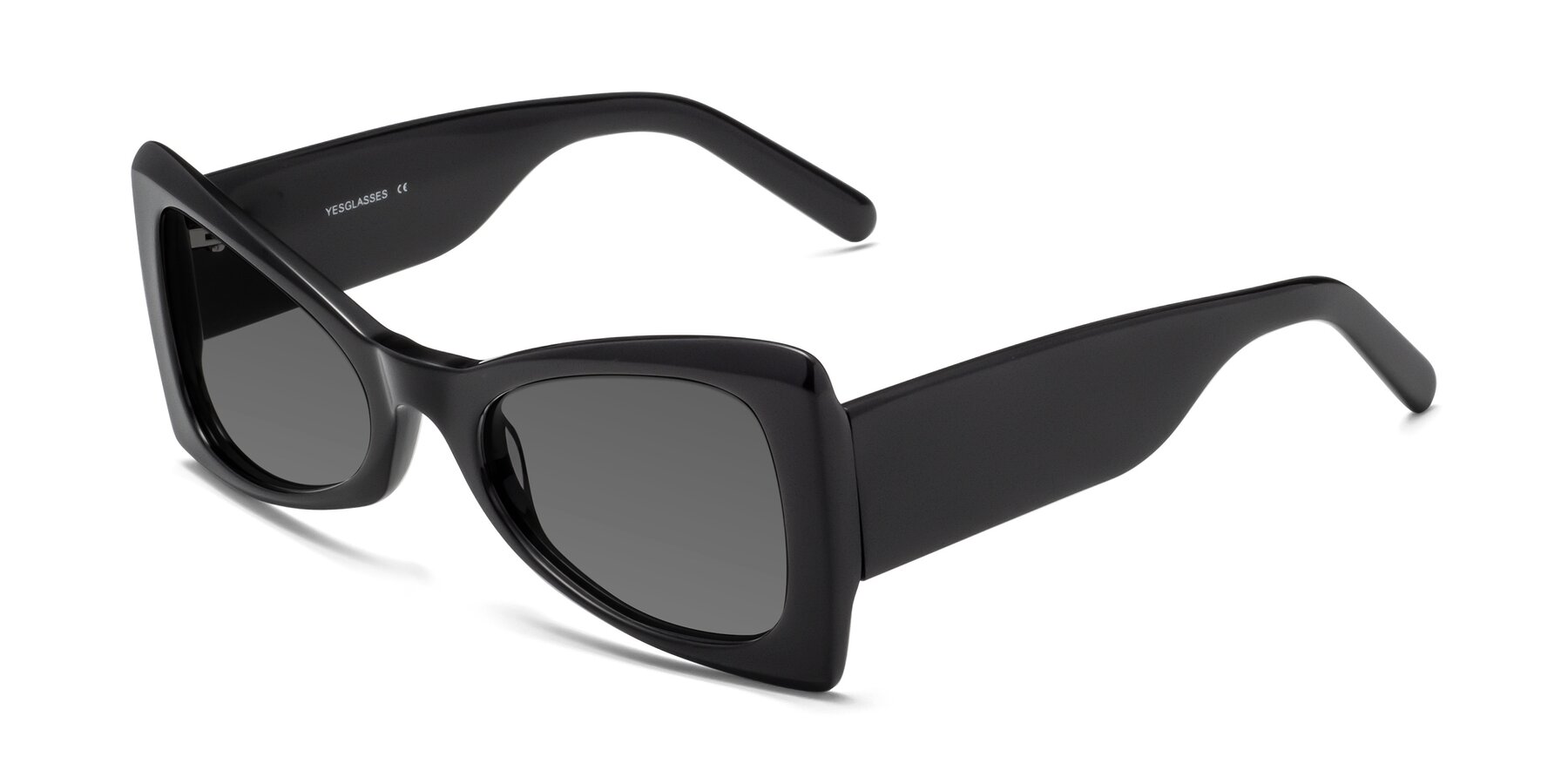 Angle of 1564 in Black with Medium Gray Tinted Lenses