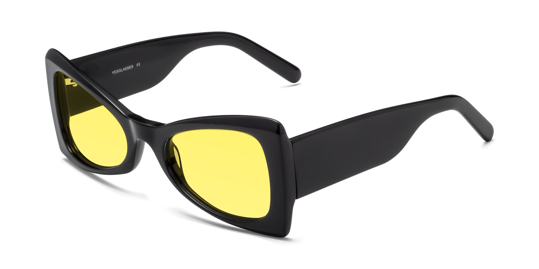 Angle of 1564 in Black with Medium Yellow Tinted Lenses