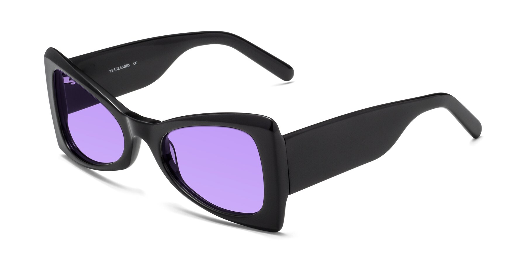 Angle of 1564 in Black with Medium Purple Tinted Lenses
